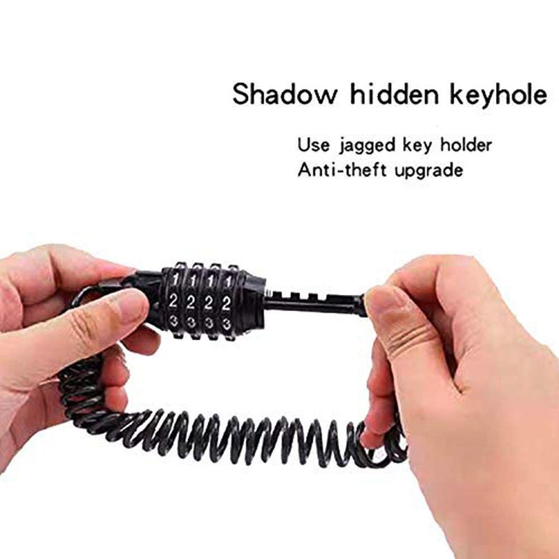 Emoly 5.9 Ft Portable Mini Bicycle Lock, 4 Digit Resettable Combination Coiling Cable Lock for Baby Strollers, Suitcases, Laptop Bags, Black - Image 4